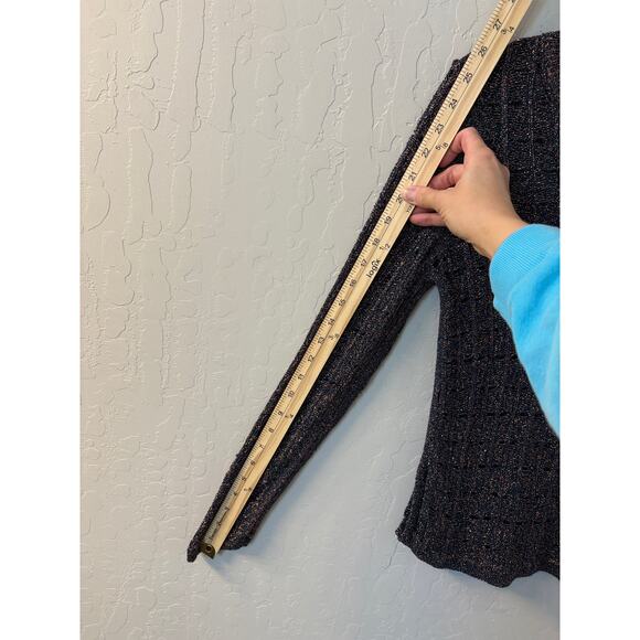 Anthropologie Pilcro Sz XS Blue Green‎ Gold Metallic Open Knit Viscose Sweater - Picture 8 of 9